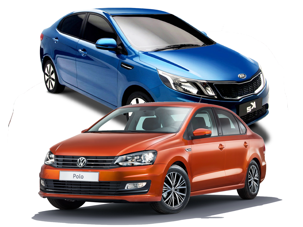 Легковые автомобили Kia и Volkswagen