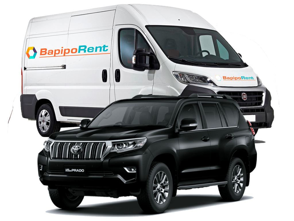 Внедорожник Toyota Prado и коммерческий фургон